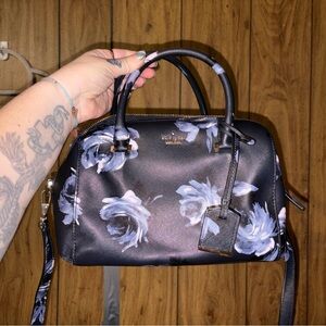 SOLD - Kate Spade Floral Satchel Bag in Black and Lavender